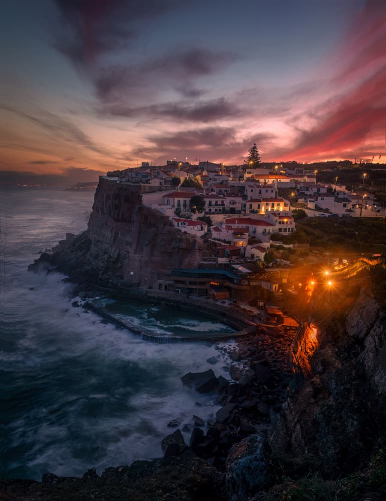 Cliffside Village Sunset by Yuan Su — canvas wall art