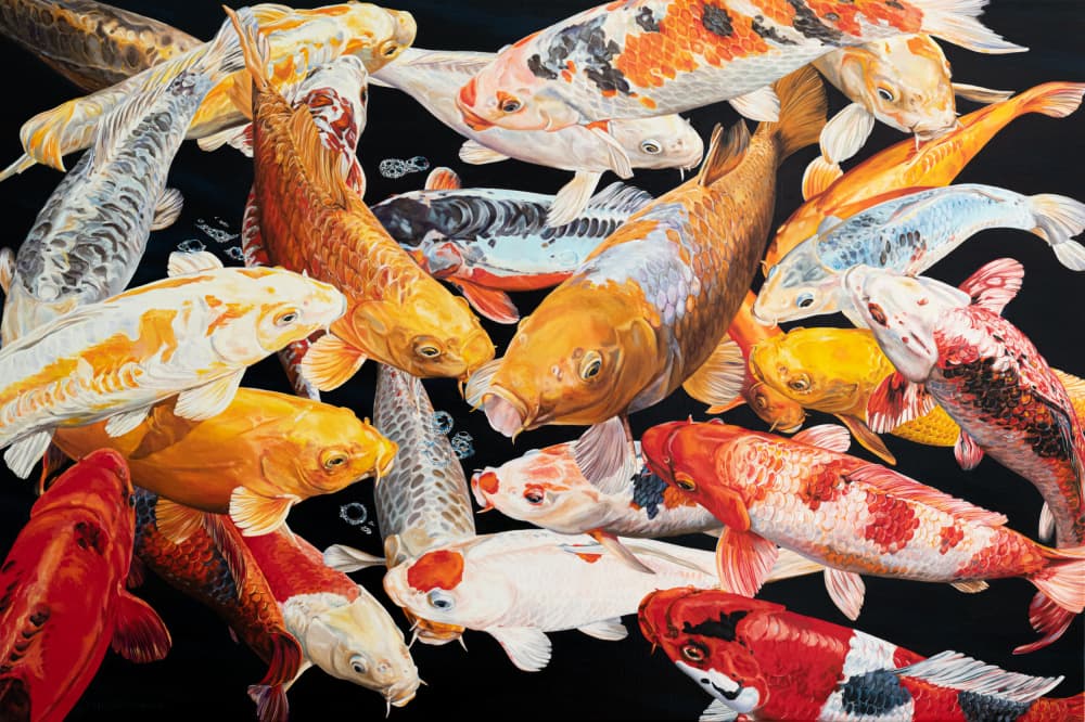 Colorful Koi Pond by PETER GOODHALL — canvas wall art