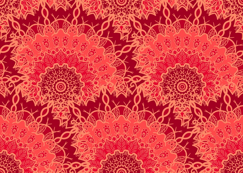 Red Coral Mandalas by Marika Barsrsind — canvas wall art