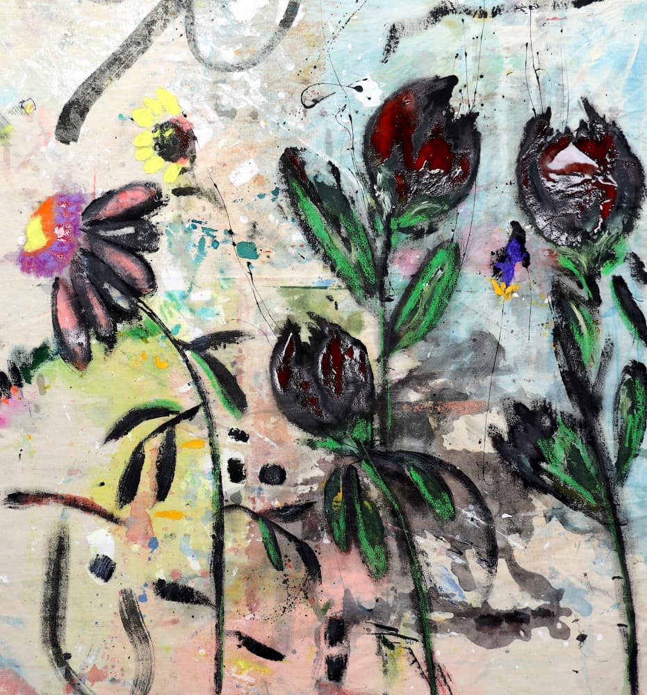 Moody Abstract Blooms by POOVI ART — canvas wall art