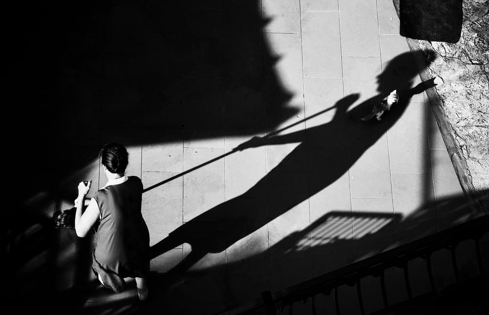 Woman Kneeling Shadows by Samanta Krivec — canvas wall art