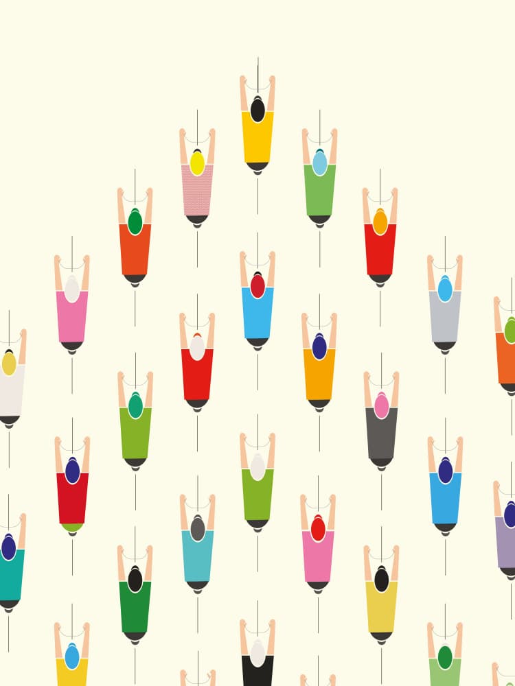 Colorful Cycling Peloton by WallChart Art Studio — canvas wall art