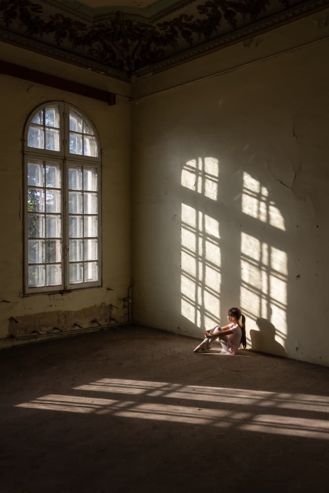 Girl in Sunlight Shadows by Sebastian Prioteasa — canvas wall art