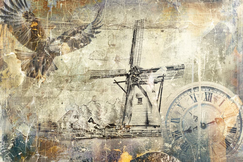 Vintage Windmill Timeless Flight by Rafal Kulik — canvas wall art