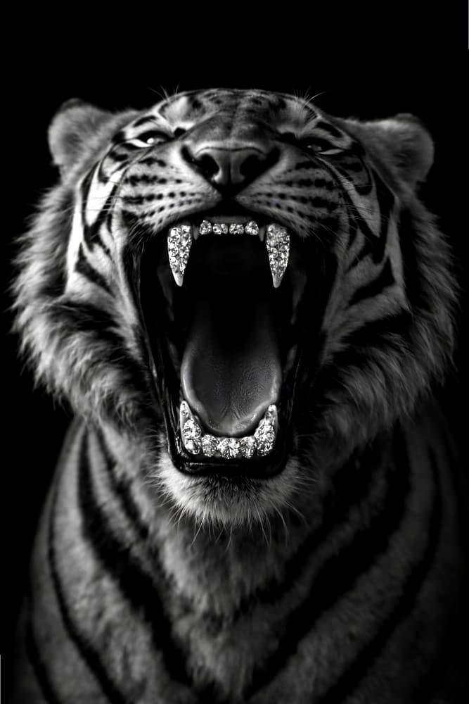 Diamond Roaring Tiger by Josie George — canvas wall art