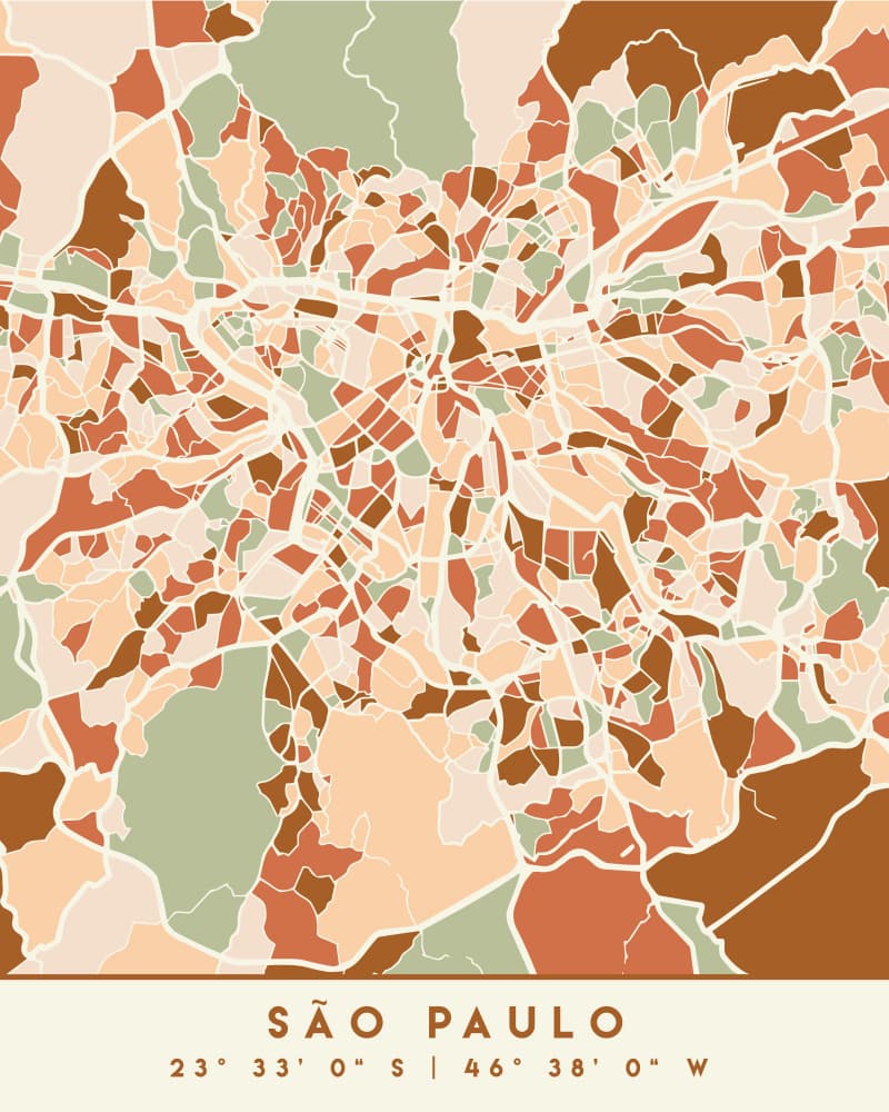 São Paulo Abstract Map by Emiliano Deificus — canvas wall art