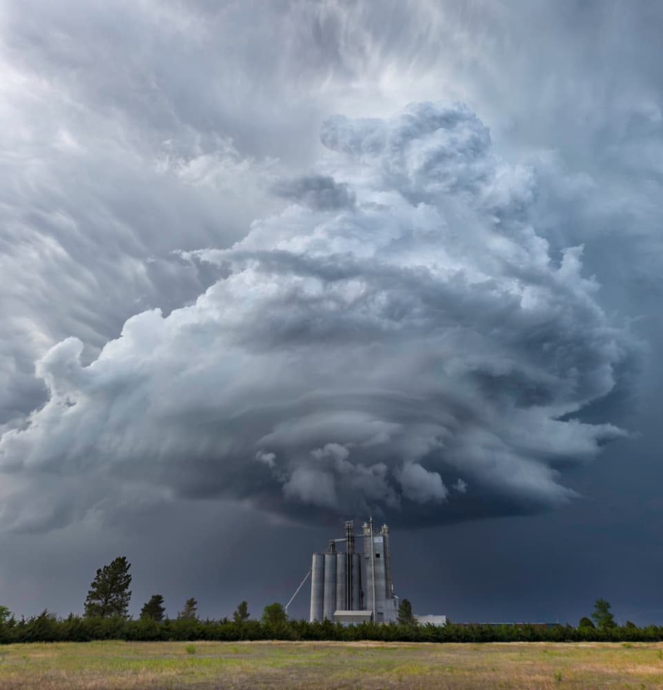 Dramatic Storm Silos by Rob Darby — canvas wall art