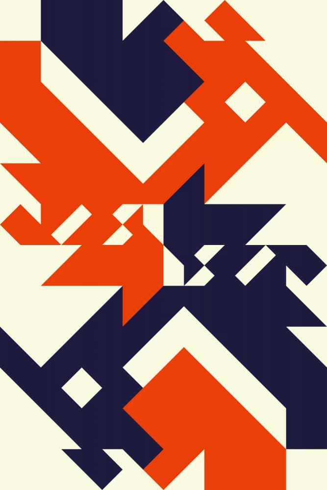 Geometric Orange Blue Abstract by Petr Strnad — canvas wall art