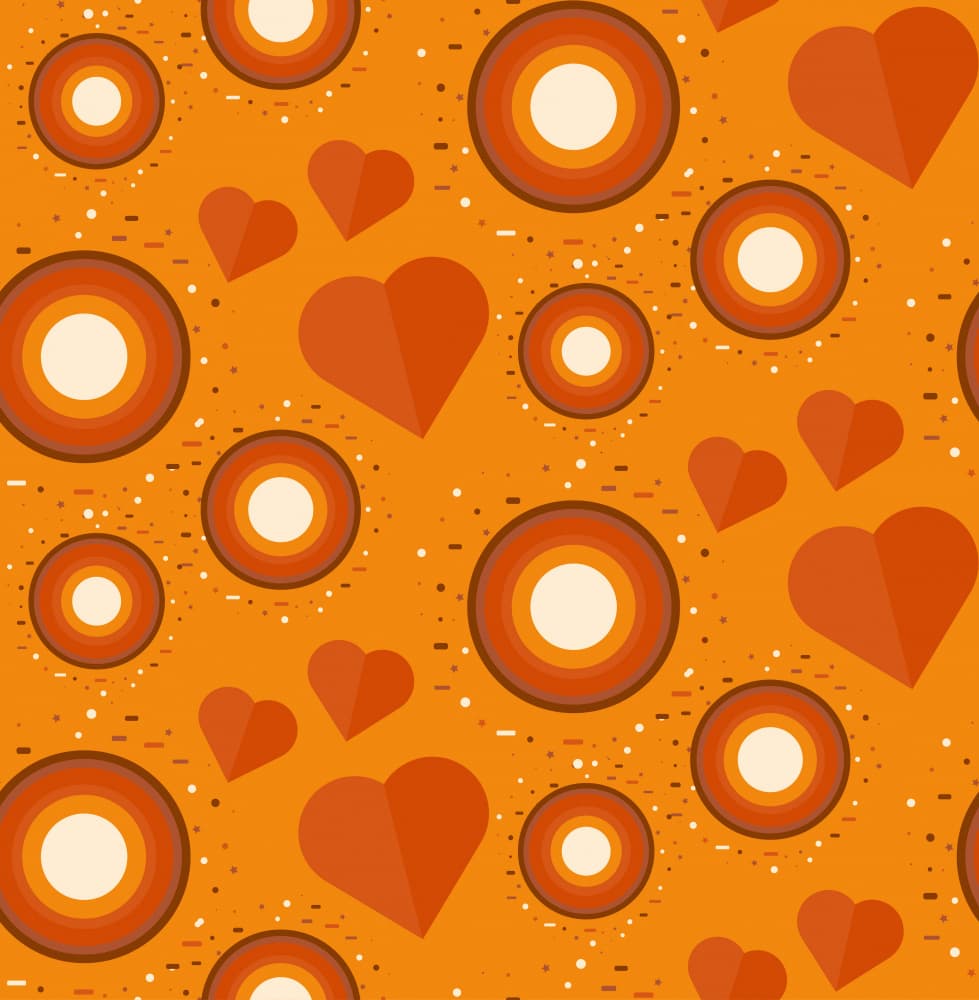 Orange Retro Hearts by Marika Barsrsind — canvas wall art
