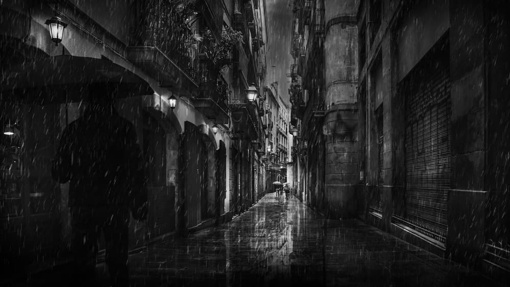 Rainy City Alley by Nicodemo Quaglia — canvas wall art