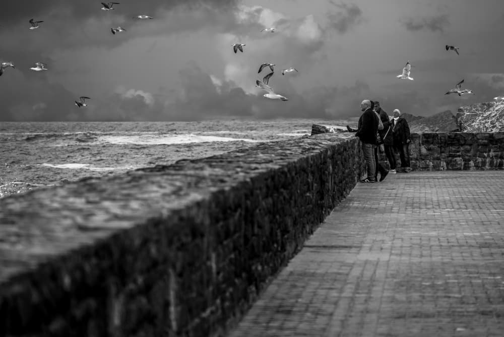 Seawall Watchers Stormy Ocean by Martin Wong — canvas wall art