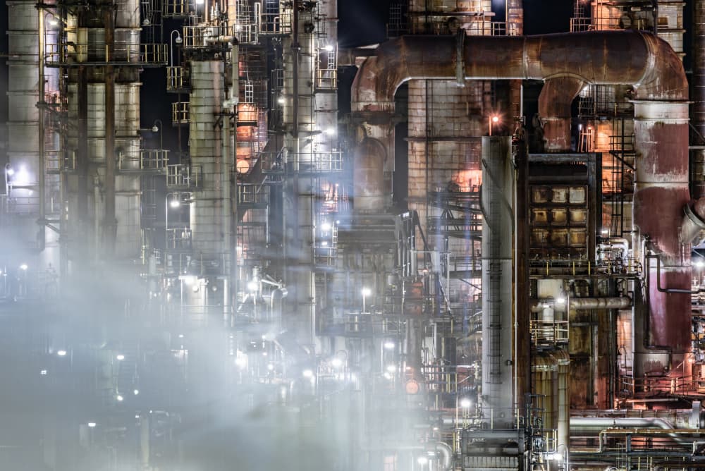 Glowing Industrial Complex by Kobayashi Tetsurou — canvas wall art