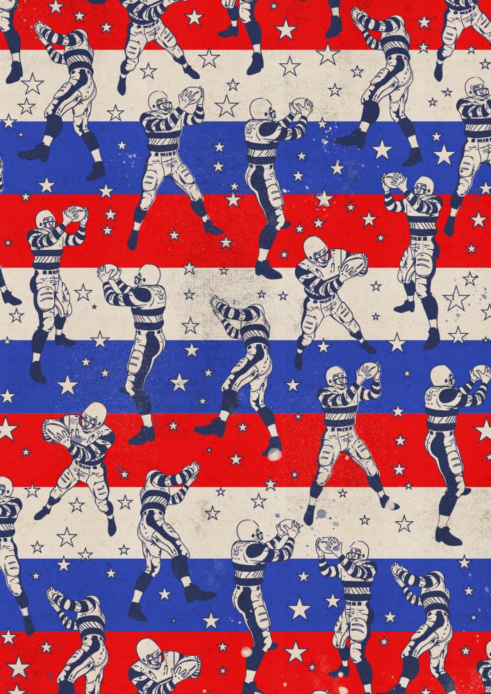 Vintage Football Players by Nicholas — canvas wall art