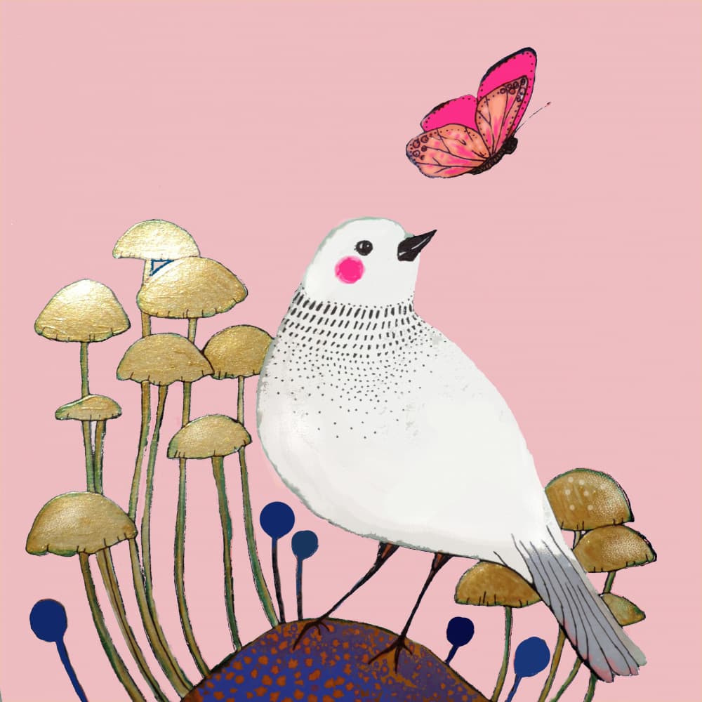 Sweet Bird and Butterfly by Sylvie Demers — canvas wall art