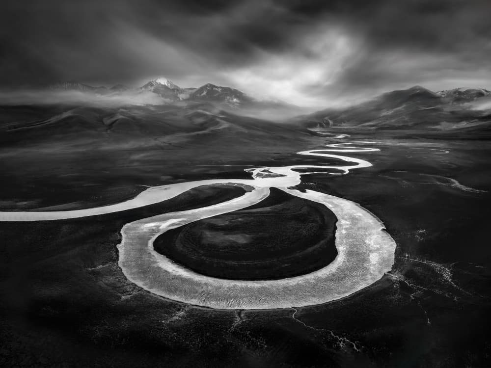 Winding River Landscape by Irene Wu — canvas wall art