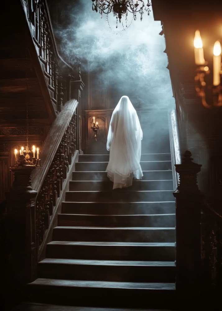 Ghost on Grand Stairs by Justyna Jaszke — canvas wall art