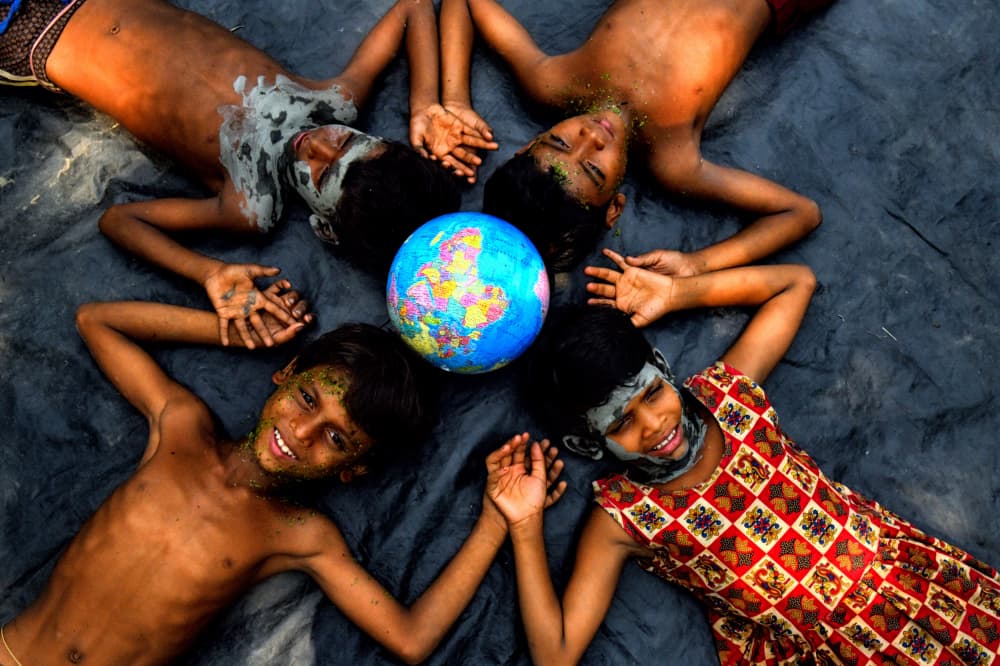 Joyful Kids Global Unity by Avishek Das — canvas wall art