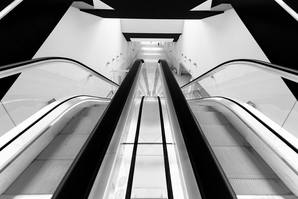 Geometric Escalator Depth by João Castro — canvas wall art