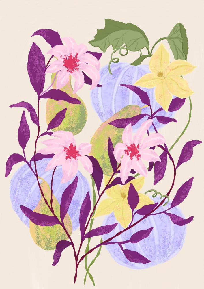 Whimsical Floral Gourds by Aliya Putrus — canvas wall art