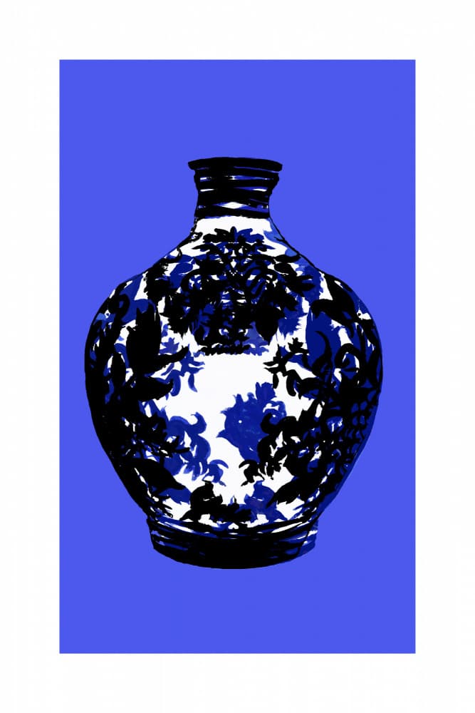 Elegant Blue Floral Vase by cartissi — canvas wall art