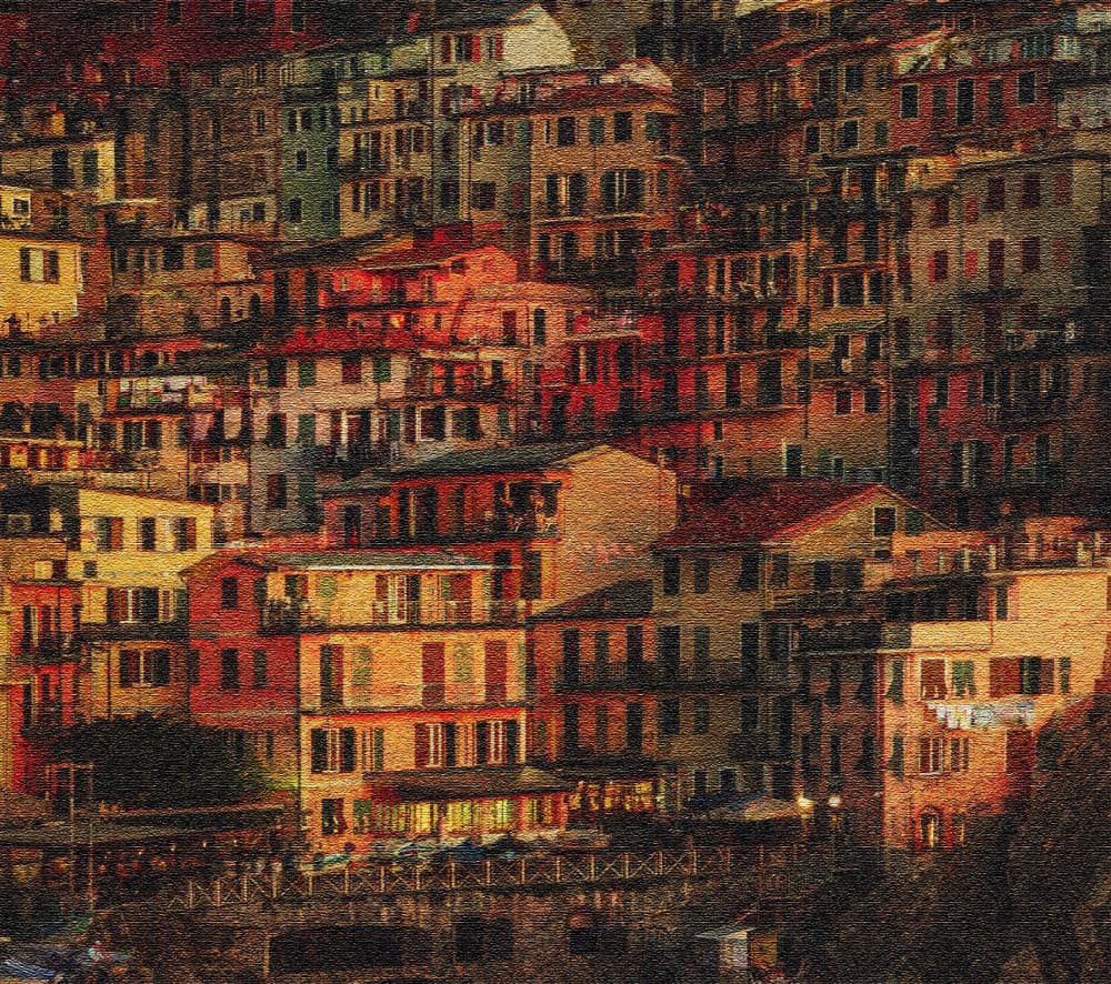 Vibrant Coastal Village by Dawn X W — canvas wall art
