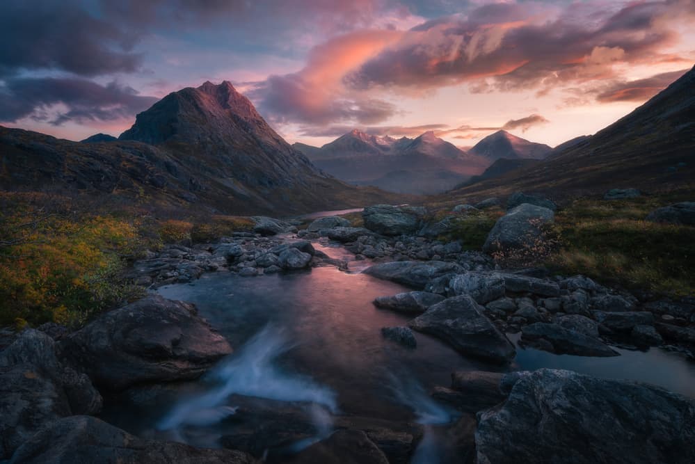 Twilight Mountain River by Ole Henrik Skjelstad — canvas wall art