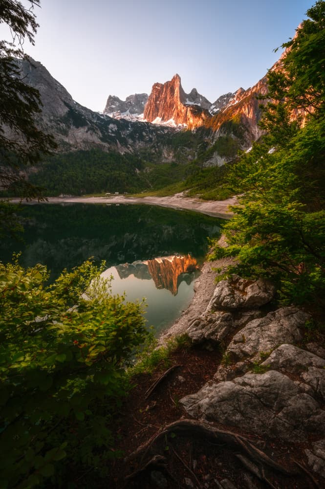 Golden Mountain Lake Reflection by Anastasios Gialopoulos — canvas wall art