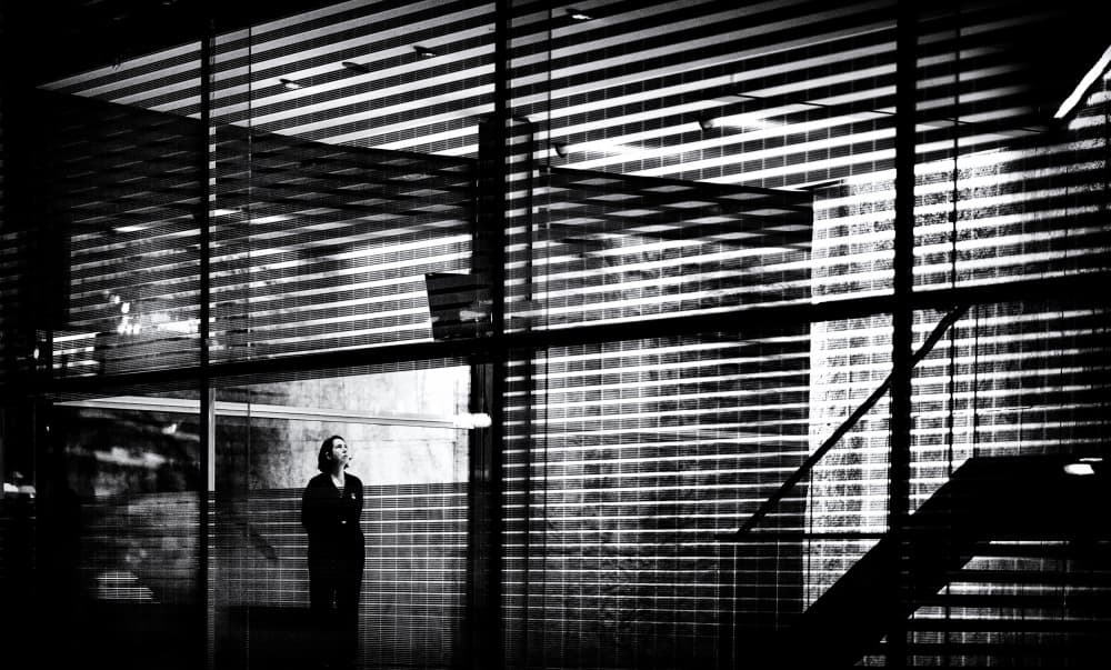 Woman In Striped Light by Jürgen Hartlieb — canvas wall art