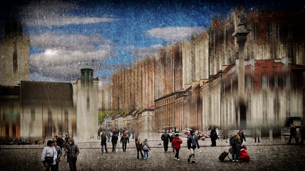 Dynamic City Square by Raffaele Corte — canvas wall art