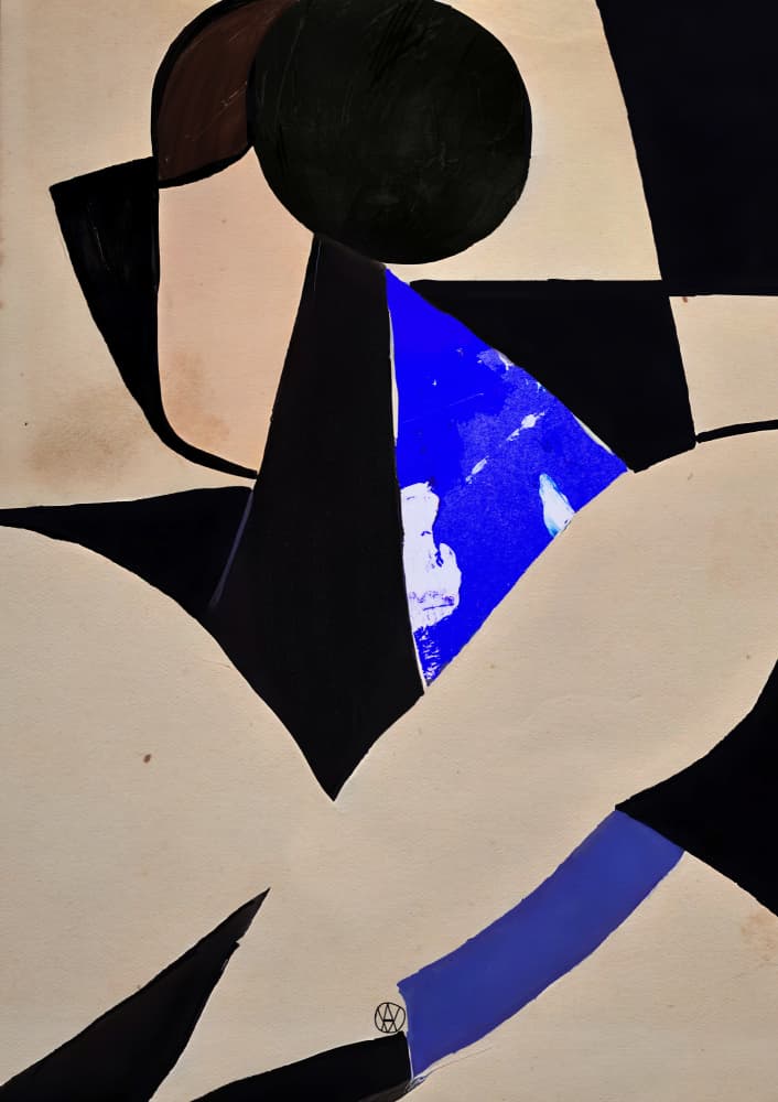 Black Blue Abstract Shapes by André Viana — canvas wall art