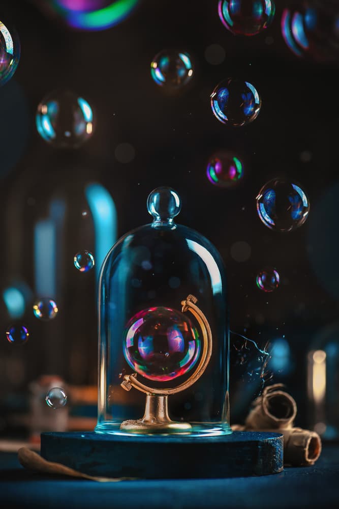 Iridescent Bubble World by Dina Belenko — canvas wall art