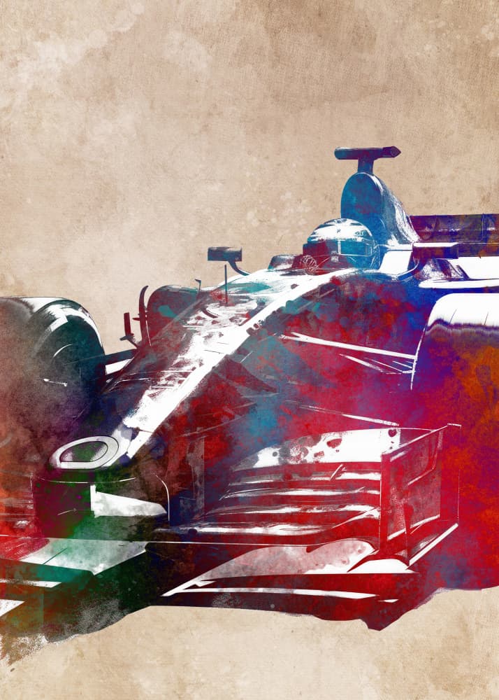 Vibrant F1 Race Car by Justyna Jaszke — canvas wall art