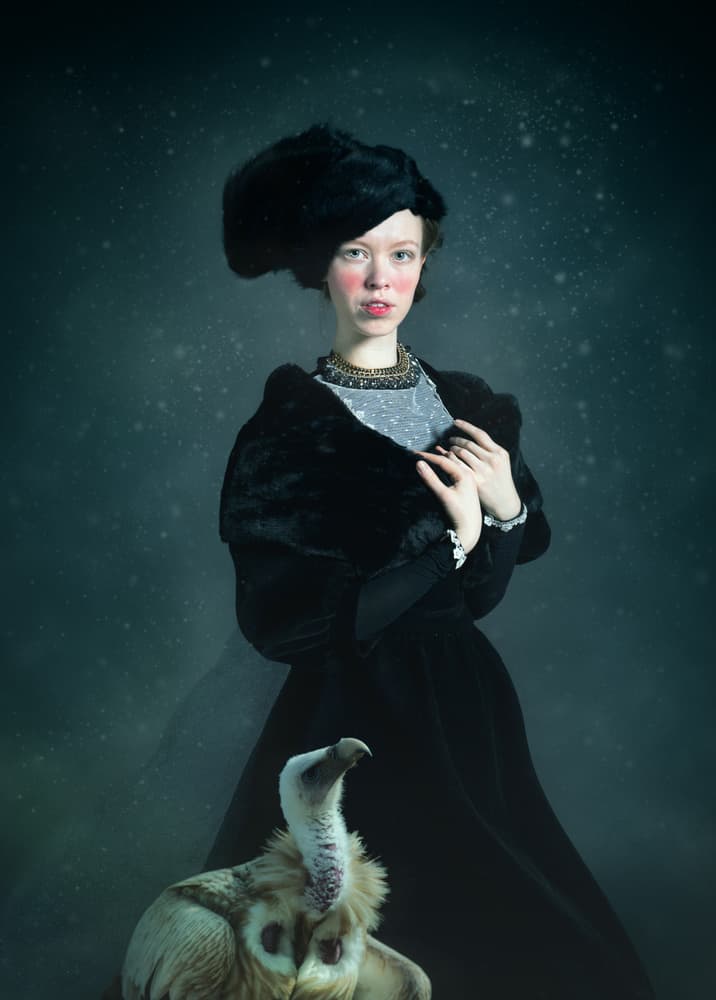 Mysterious Woman and Vulture by Svetlana Melik-Nubarova — canvas wall art