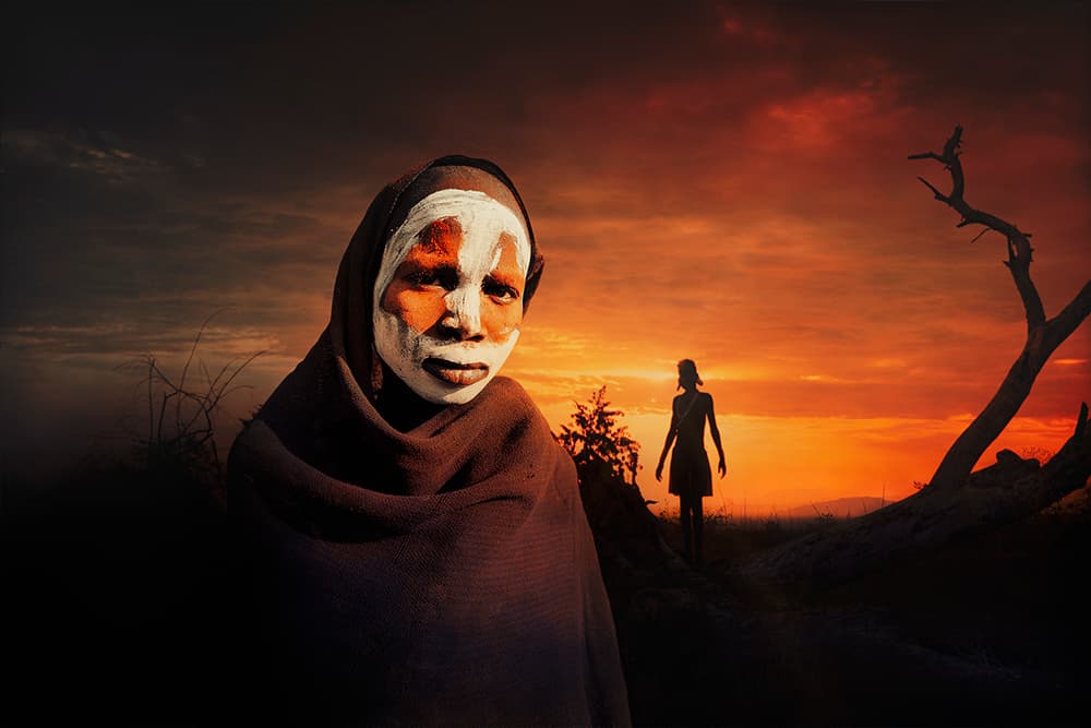 Mysterious Painted Face Sunset by Svetlin Yosifov — canvas wall art