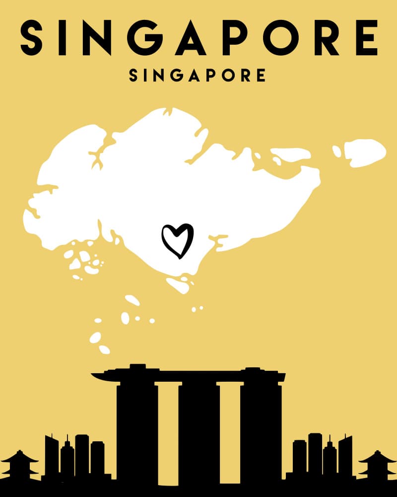 Singapore Map Heart Skyline by Emiliano Deificus — canvas wall art