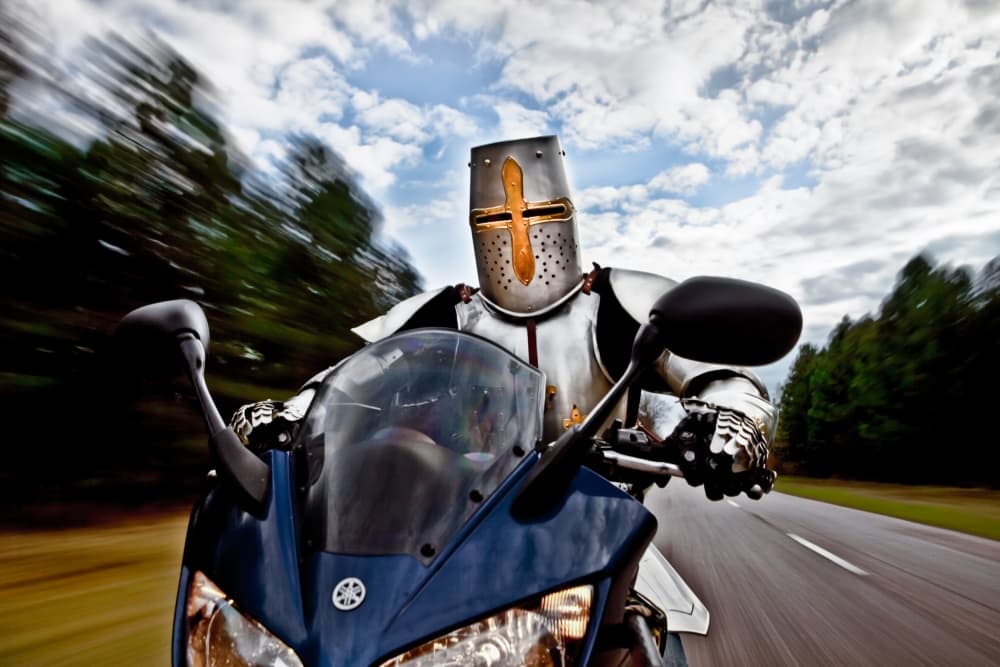 Knight On Motorcycle by Christophe Kiciak — canvas wall art