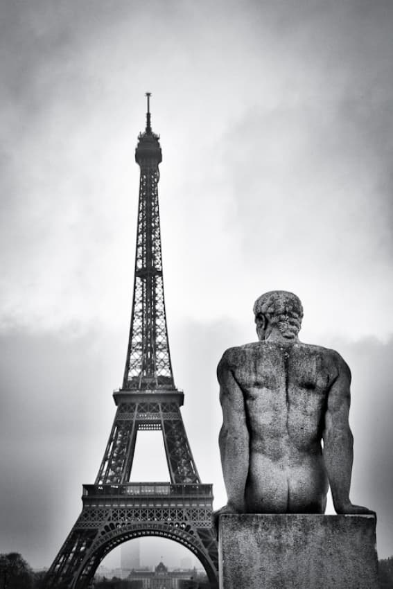 Eiffel Tower and Nude Statue