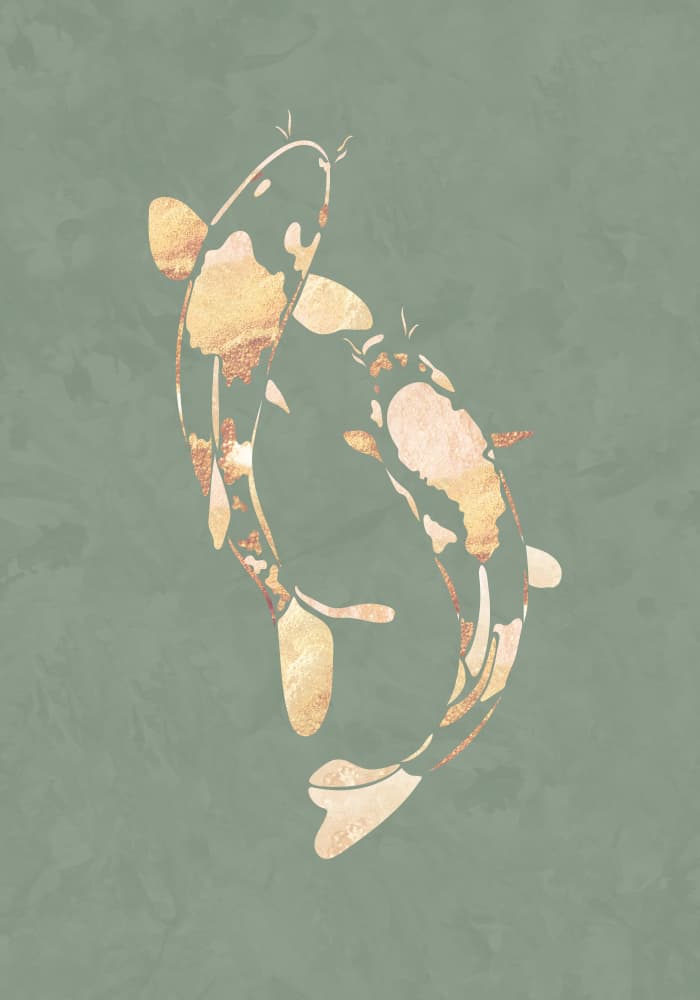 Elegant Gold Koi by Sarah Manovski — canvas wall art