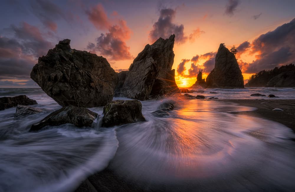 Sunset Sea Stacks by Lydia Jacobs — canvas wall art