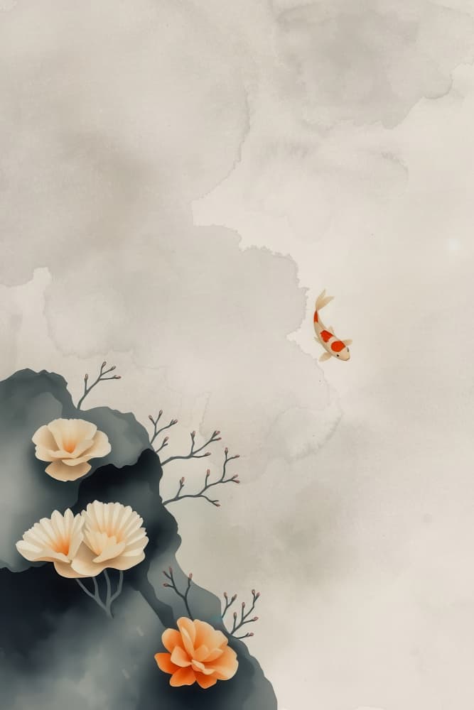 Serene Koi and Blossoms by Fadil Roze — canvas wall art