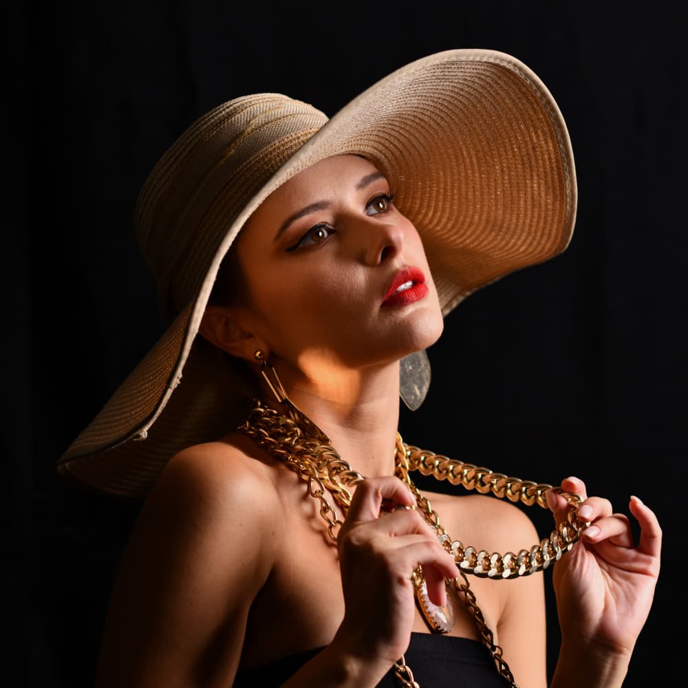 Chic Woman Gold Chains by Yoram GIL — canvas wall art