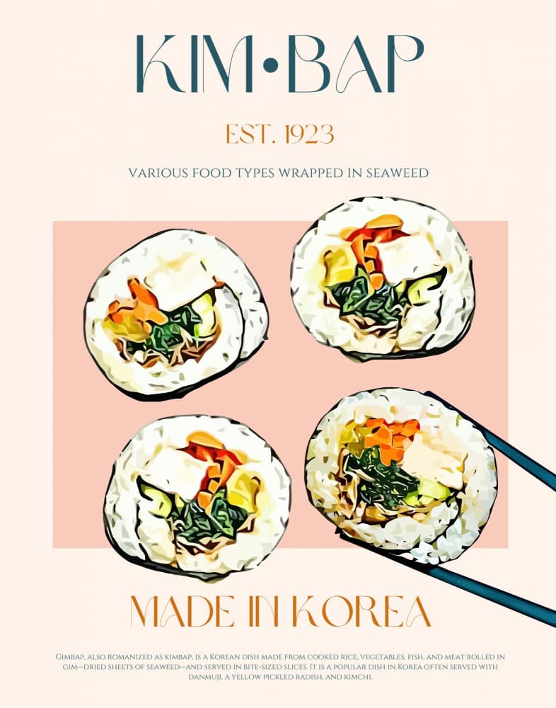 Korean Kimbap Rolls by Nazma Khokhar — canvas wall art