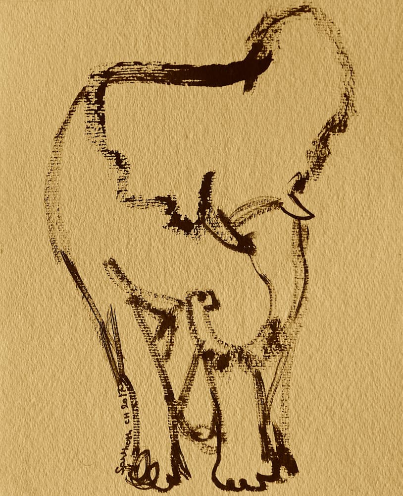 Gentle Elephant Ink by Santhosh ch — canvas wall art