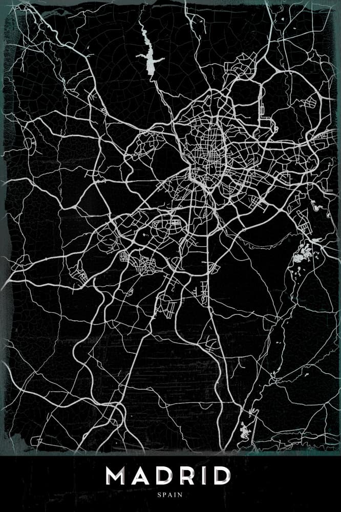 Madrid Map Spain by StudioSix — canvas wall art