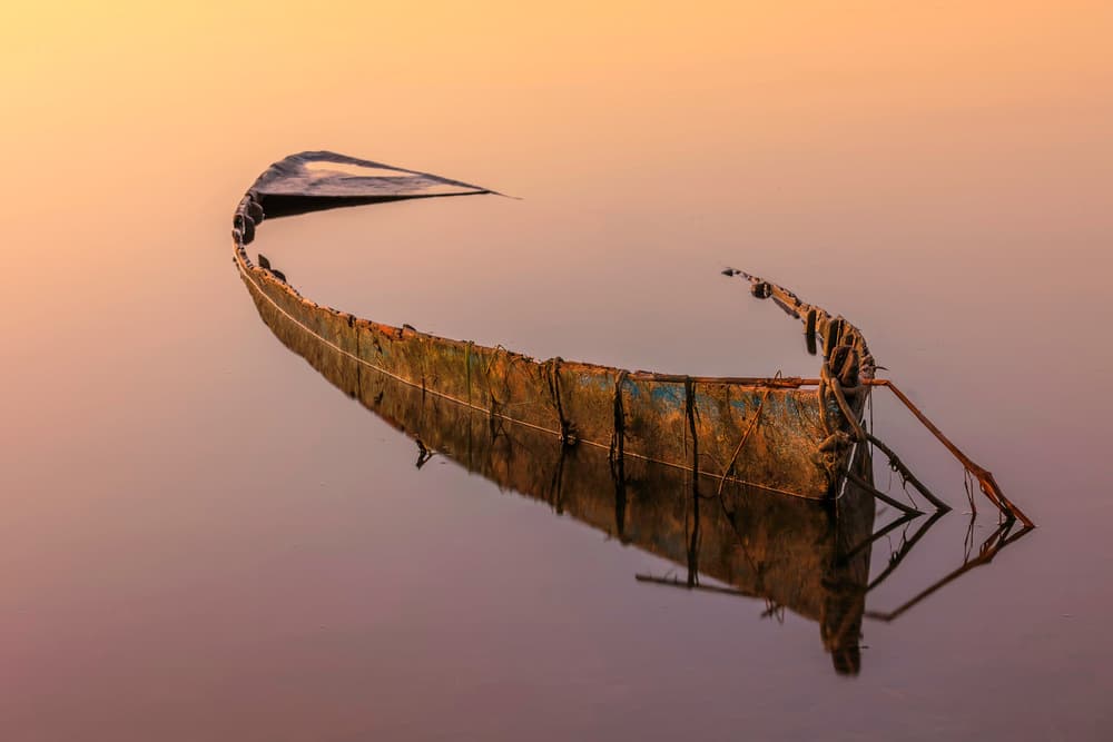Tranquil Sunken Boat by Joaquin Forner Rodriguez — canvas wall art