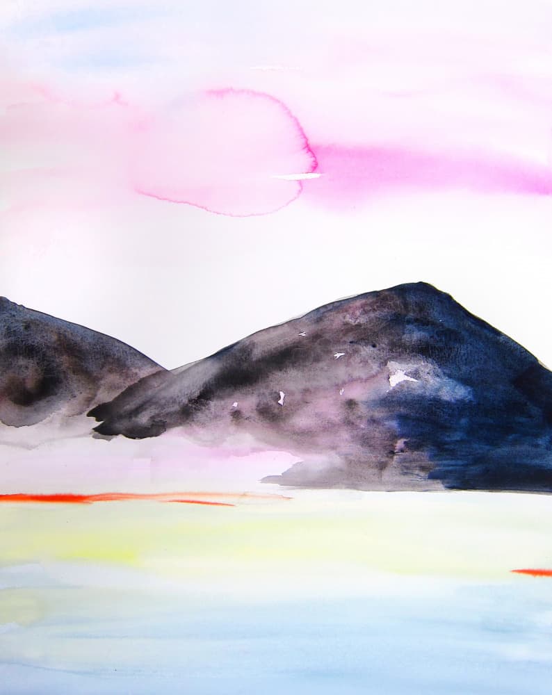 Pink Sky Mountains by Christine Lindstrom — canvas wall art