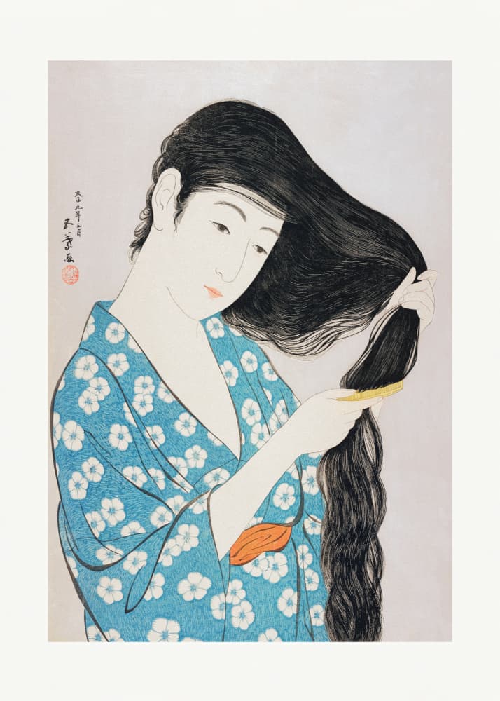Woman Combing Her Hair (1920) by  Goyo Hashiguchi — canvas wall art