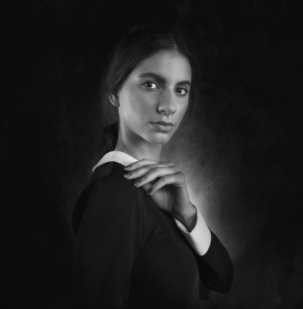 Elegant Gaze Portrait by Lita Pratikto — canvas wall art