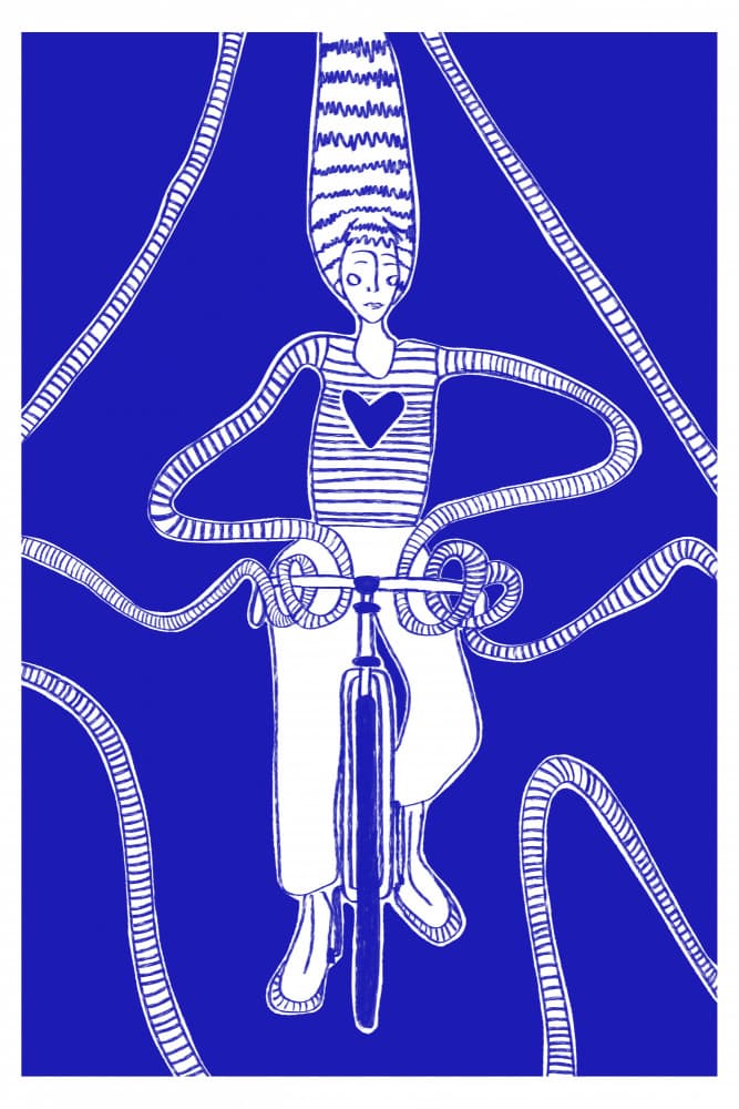 Dreamy Blue Bike Ride by Mela Patterns — canvas wall art