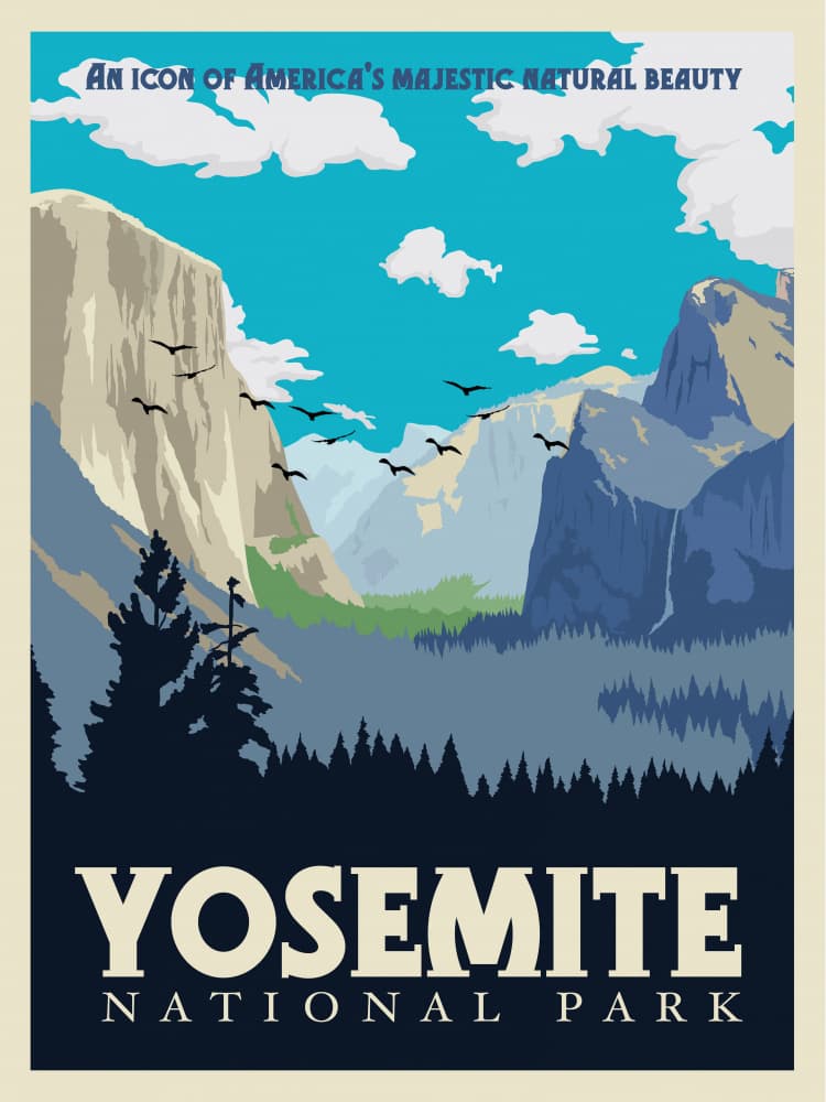 Yosemite Valley Vista by Retrodrome — canvas wall art